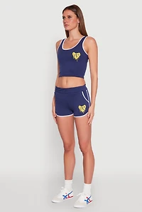 Womens Love Contrast Trim Cropped Tank Top, L