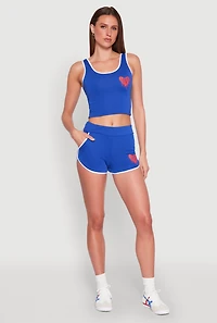 Womens Love Contrast Trim Cropped Tank Top,