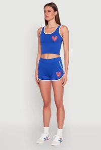 Womens Love Contrast Trim Cropped Tank Top,