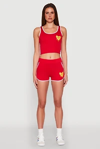 Womens Love Contrast Trim Cropped Tank Top, Red, Size M