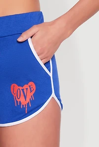 Womens Love Dolphin Shorts, Blue,