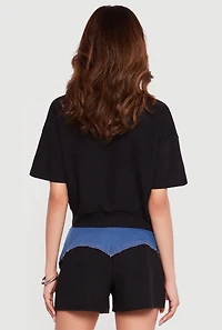 Chambray Pocket Detail Short Sleeve Top