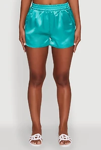 Womens Chic Satin High Waisted Shorts,