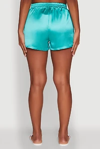 Womens Chic Satin High Waisted Shorts,
