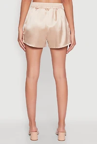 Womens Chic Satin High Waisted Shorts, Gold,