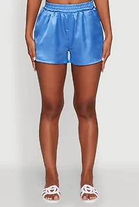 Womens Chic Satin High Waisted Shorts,