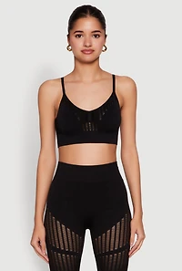 Womens Seamless Laser Cut Cami Crop Top, S-M