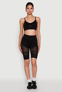 Womens Seamless Laser Cut Cami Crop Top, S-M