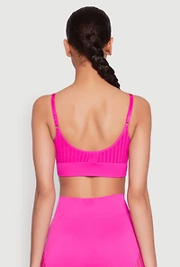 Womens Seamless Laser Cut Cami Crop Top, Pink, Size S-M