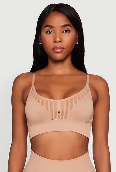 Womens Seamless Laser Cut Cami Crop Top, S-M