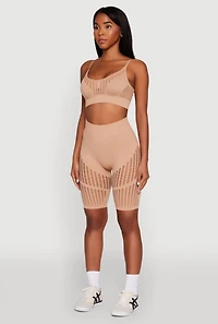 Womens Seamless Laser Cut Cami Crop Top, M-L