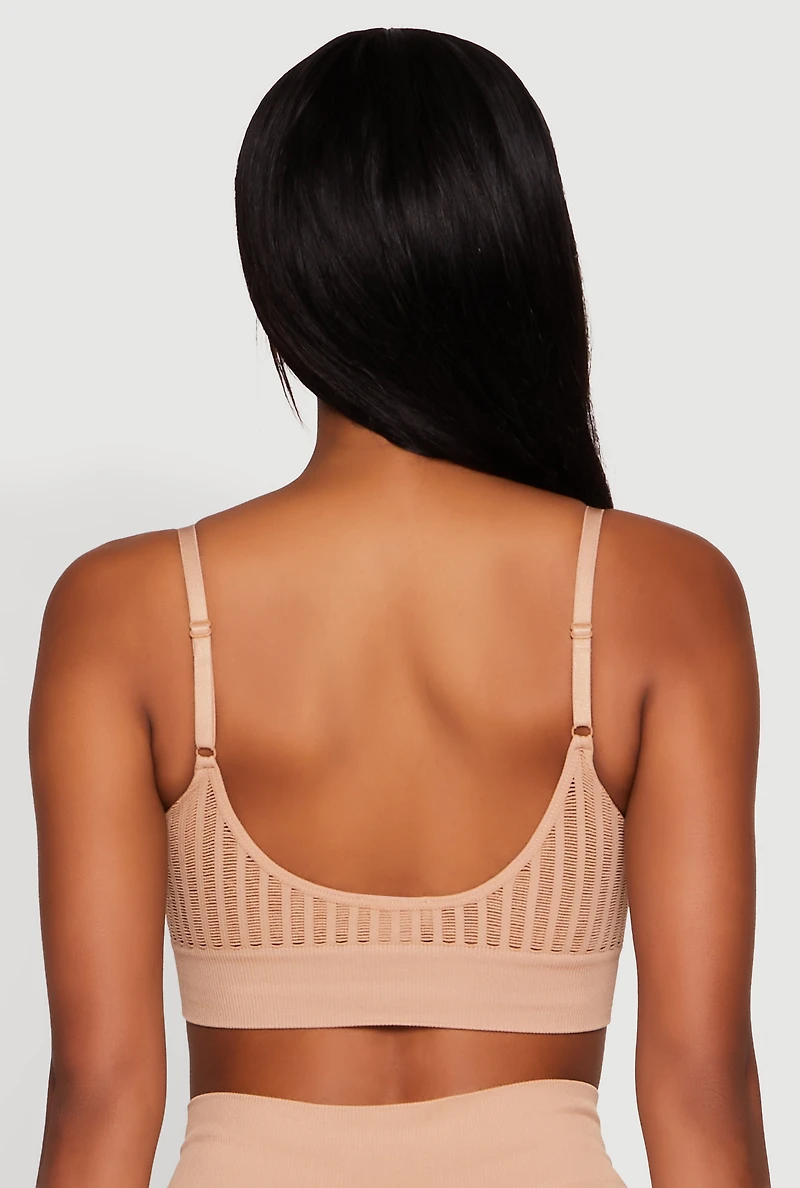 Womens Seamless Laser Cut Cami Crop Top, M-L