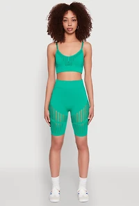 Womens Seamless Laser Cut Biker Shorts, S-M