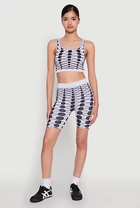 Womens Seamless Geometric Print Crop Top, Multi, Size S-M