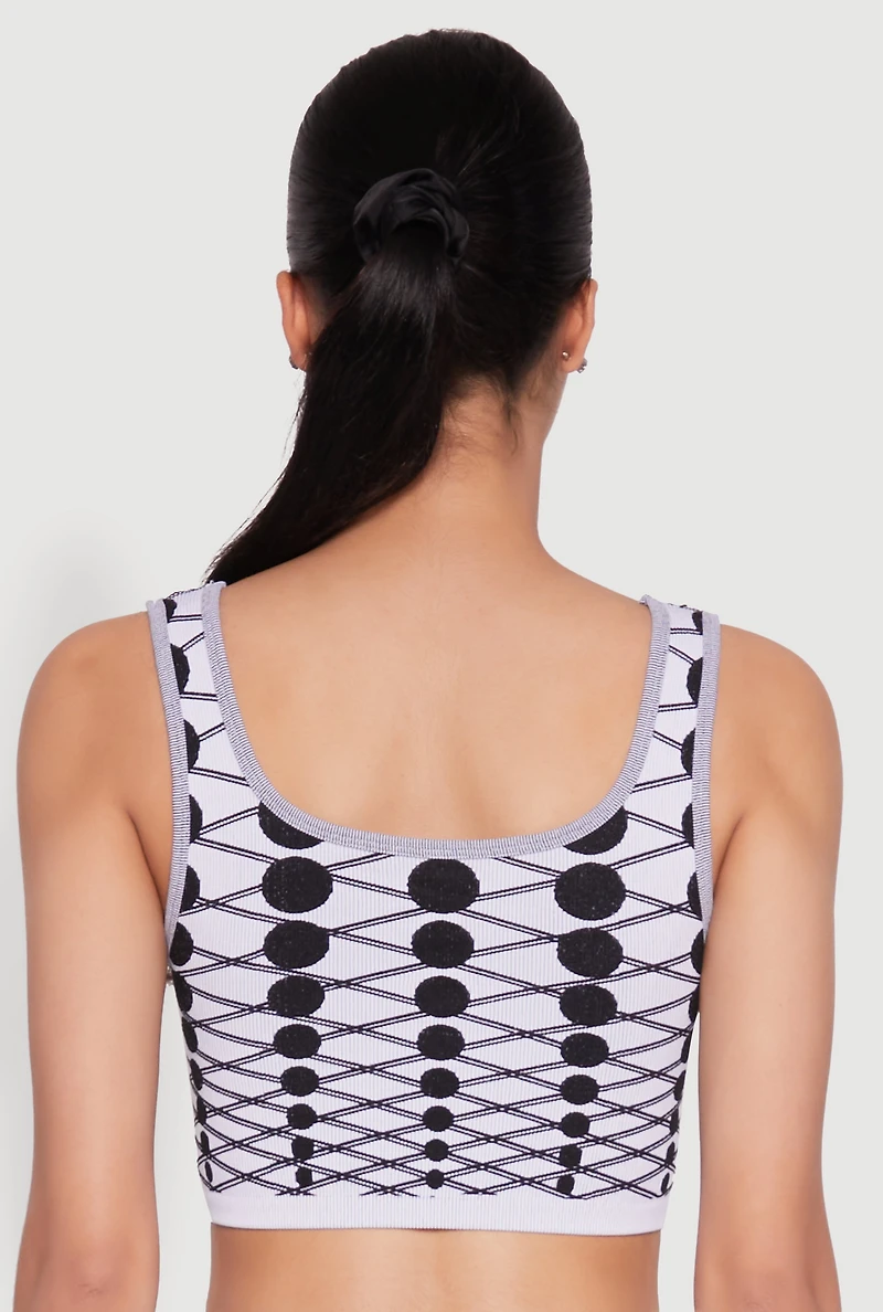 Womens Seamless Geometric Print Crop Top, Multi, Size S-M