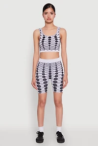Womens Seamless Geometric Print Biker Shorts, Multi, Size M-L