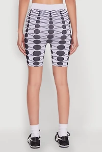 Womens Seamless Geometric Print Biker Shorts, Multi, Size S-M