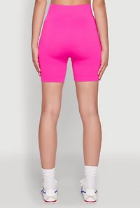 Womens Seamless Rhinestone Faux Pearl Biker Shorts, Pink, Size S-M
