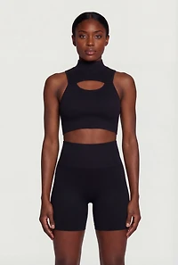 Seamless Ribbed Keyhole Front Crop Top