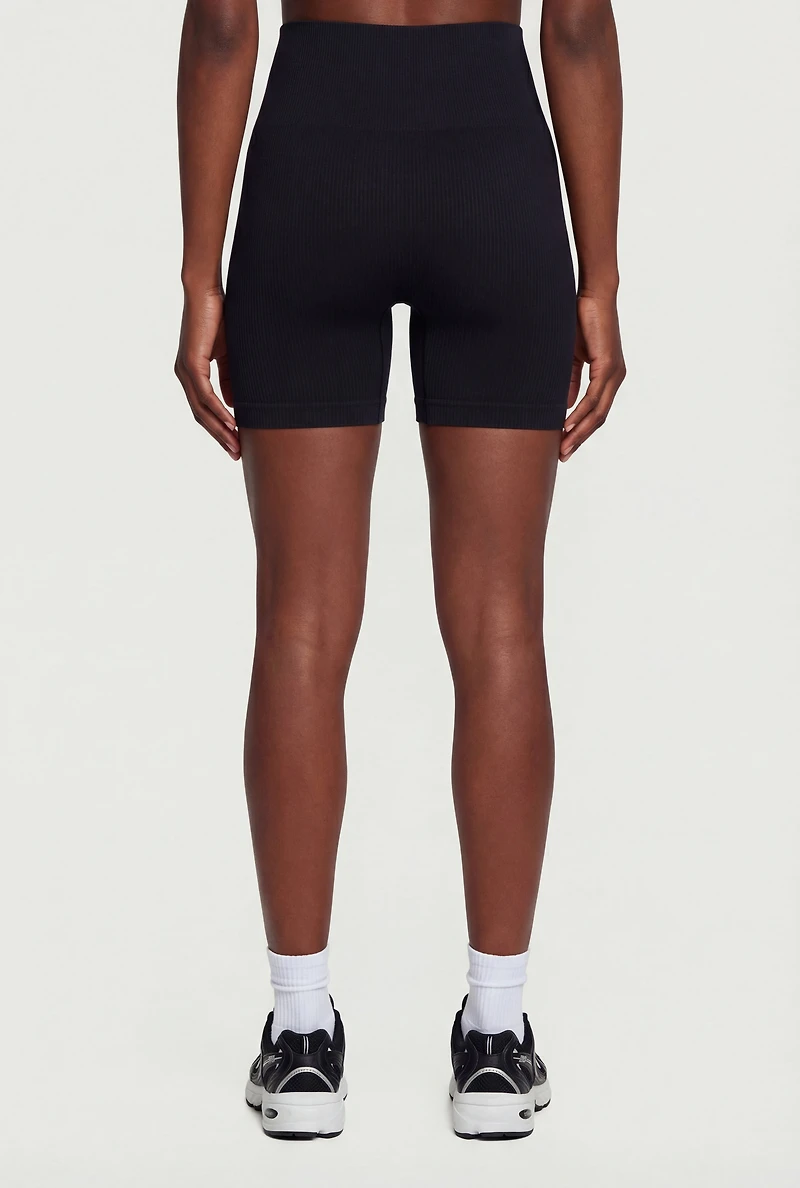 Seamless Ribbed High Waisted Bike Shorts