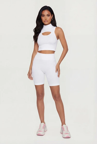 Seamless Ribbed High Waisted Bike Shorts