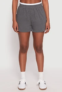 Womens Contrast Elastic Trim High Waist Shorts,