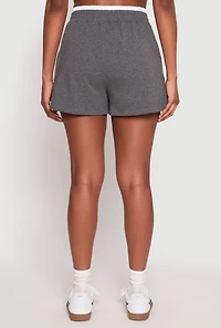 Womens Contrast Elastic Trim High Waist Shorts,