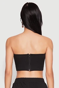 Womens Zip Back Corset Tube Top, Black,