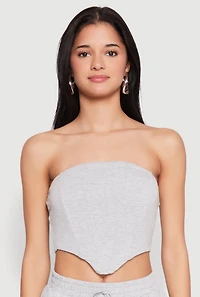 Womens Zip Back Corset Tube Top, Grey, Size XL