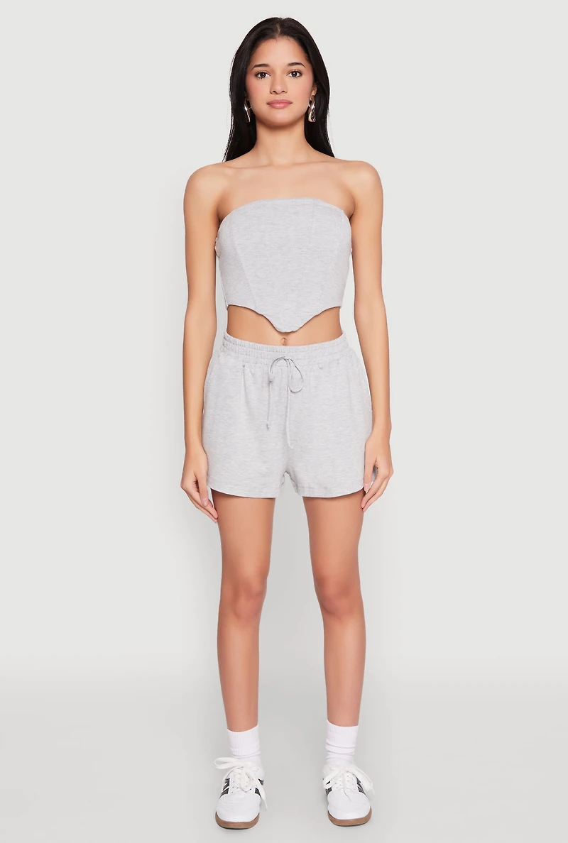 Womens Zip Back Corset Tube Top, Grey, Size XL