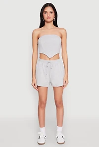 Womens Zip Back Corset Tube Top, Grey, Size XL