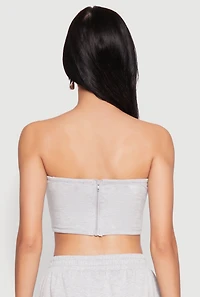 Womens Zip Back Corset Tube Top, Grey, Size XL