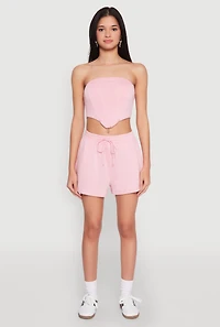 Womens Zip Back Corset Tube Top, Pink, Size M