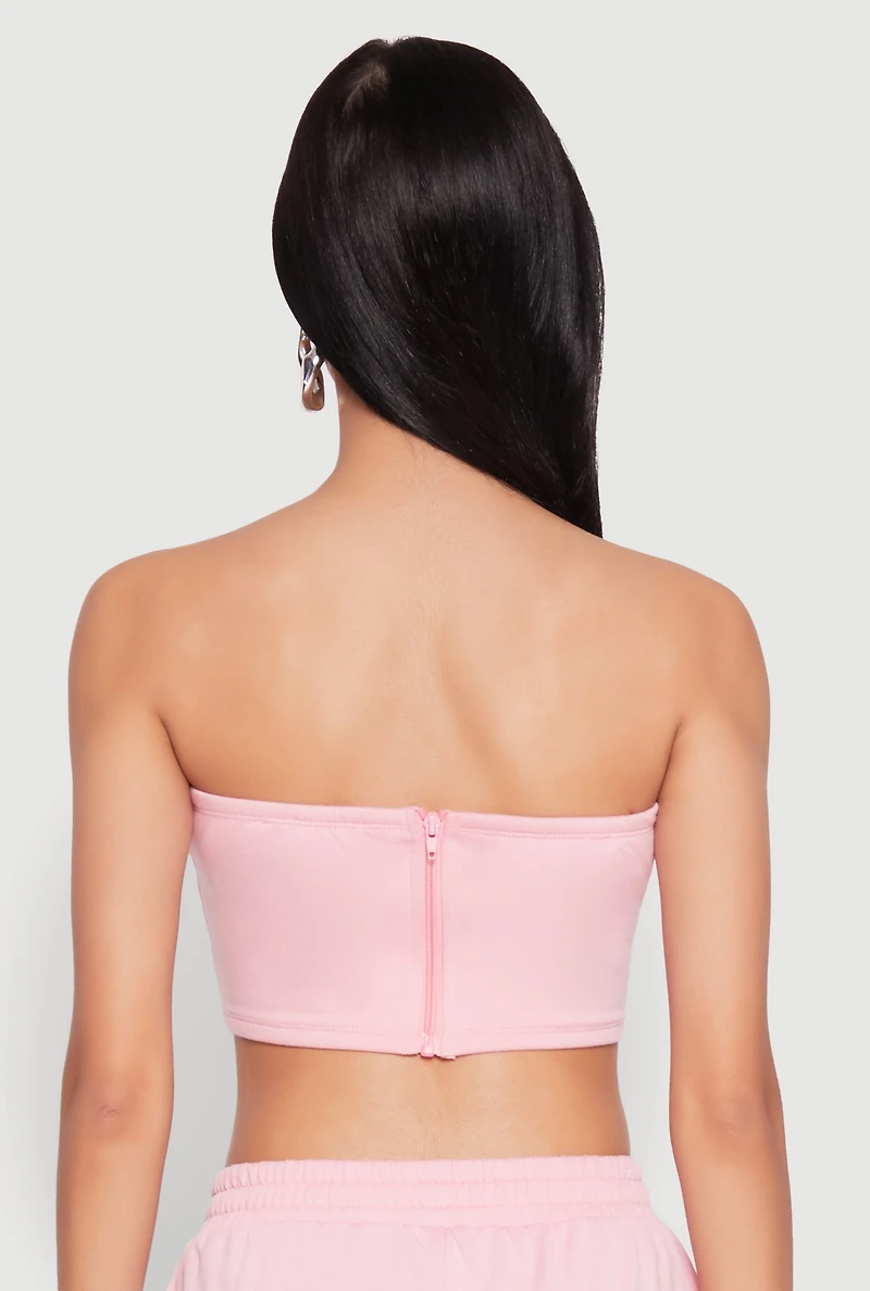 Womens Zip Back Corset Tube Top, Pink, Size M