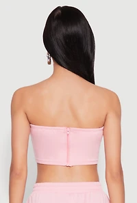 Womens Zip Back Corset Tube Top, Pink, Size M