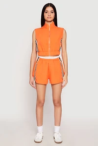 Womens Side Stripe Sleeveless Zip Up Vest, Orange, Size M