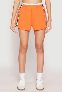 Womens Contrast Waistband Side Stripe Shorts, Orange, Size XL