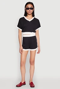 Contrast Trim Crop Top