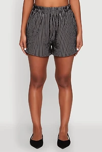 Womens Striped Shorts, Black, Size M