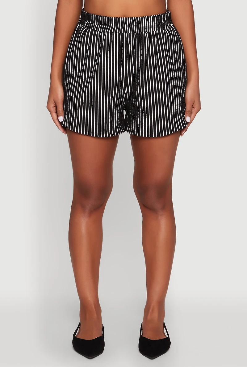 Womens Striped Shorts, Black,