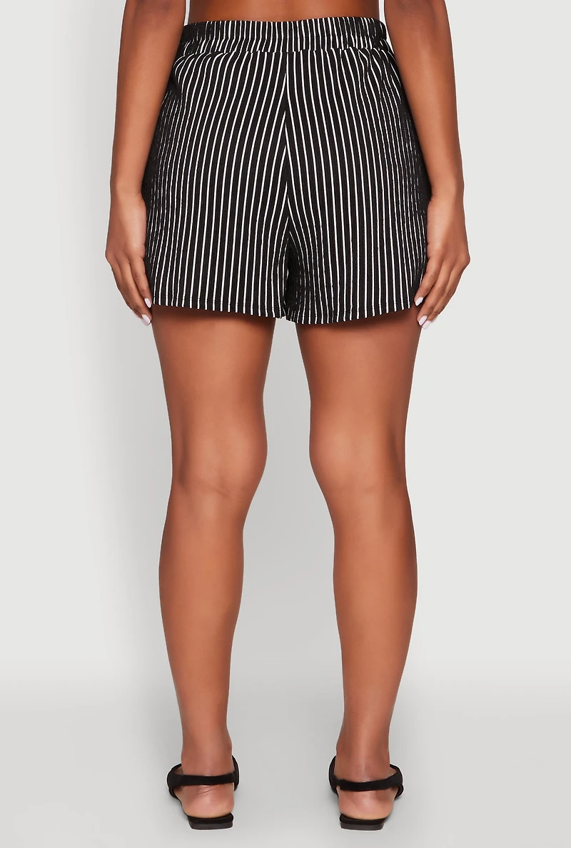 Womens Striped Shorts, Black,