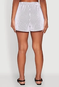 Womens Striped Shorts, White, Size S