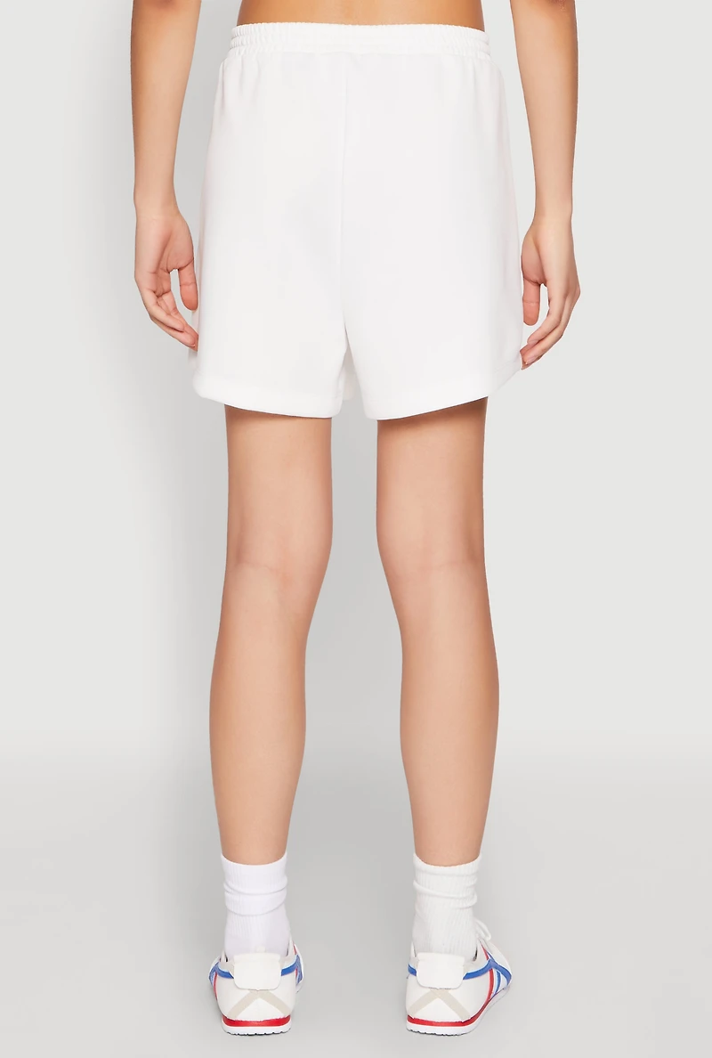 Womens Contrast Piping Pocket Shorts, White, Size L