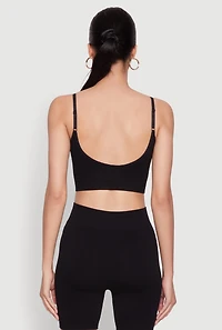 Womens Textured Knit Crop Cami, Black, Size S-M