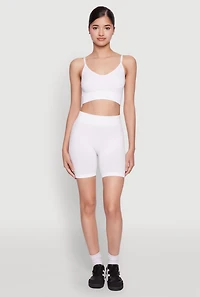 Womens Textured Knit Crop Cami, White, Size S-M
