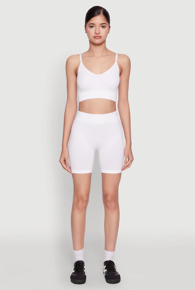 Womens Textured Knit Crop Cami, White, Size S-M