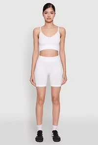 Womens Textured Knit Crop Cami, White, Size S-M