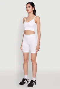 Womens Textured Knit Crop Cami, White, Size S-M