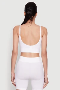 Womens Textured Knit Crop Cami, White, Size S-M