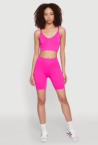 Womens Textured Knit Crop Cami, Pink, Size S-M